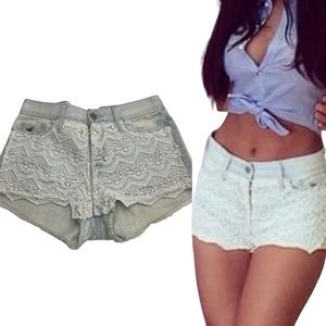 Hollister Faded Lacey Jean Shorts